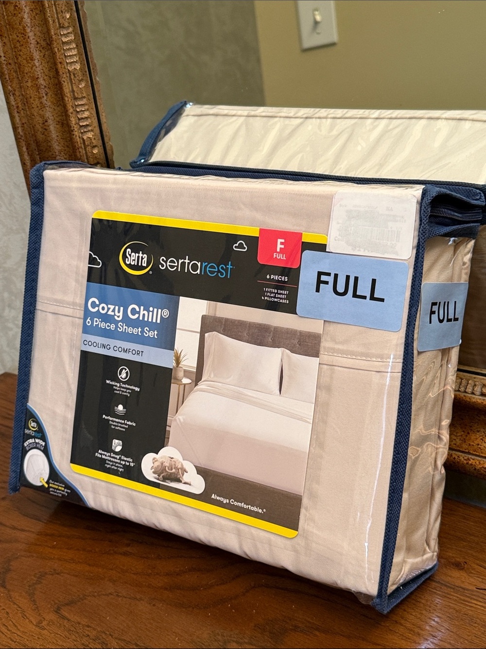 Serta Cozy Chill Full 6-Piece Sheet Set - Tan. - Picture 2 of 10